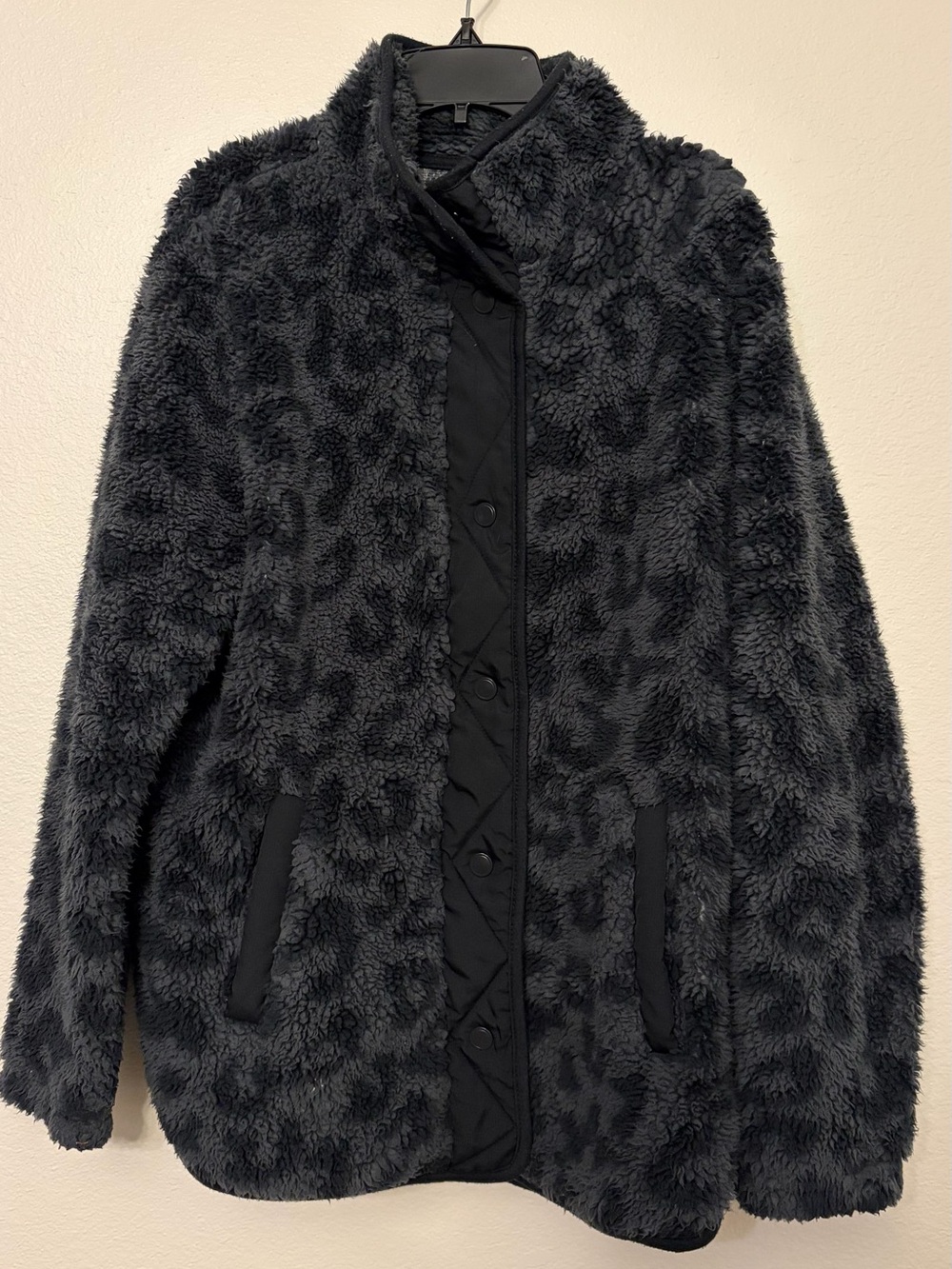 Member's Mark Cozy Sherpa Leopard Print Fleece Snap Button Jacket Medium